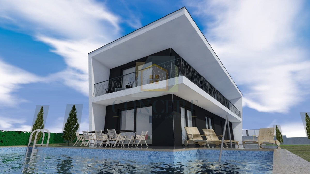 Poreč, okolica, moderna, luksuzna vila s bazenom, 12 km od morja