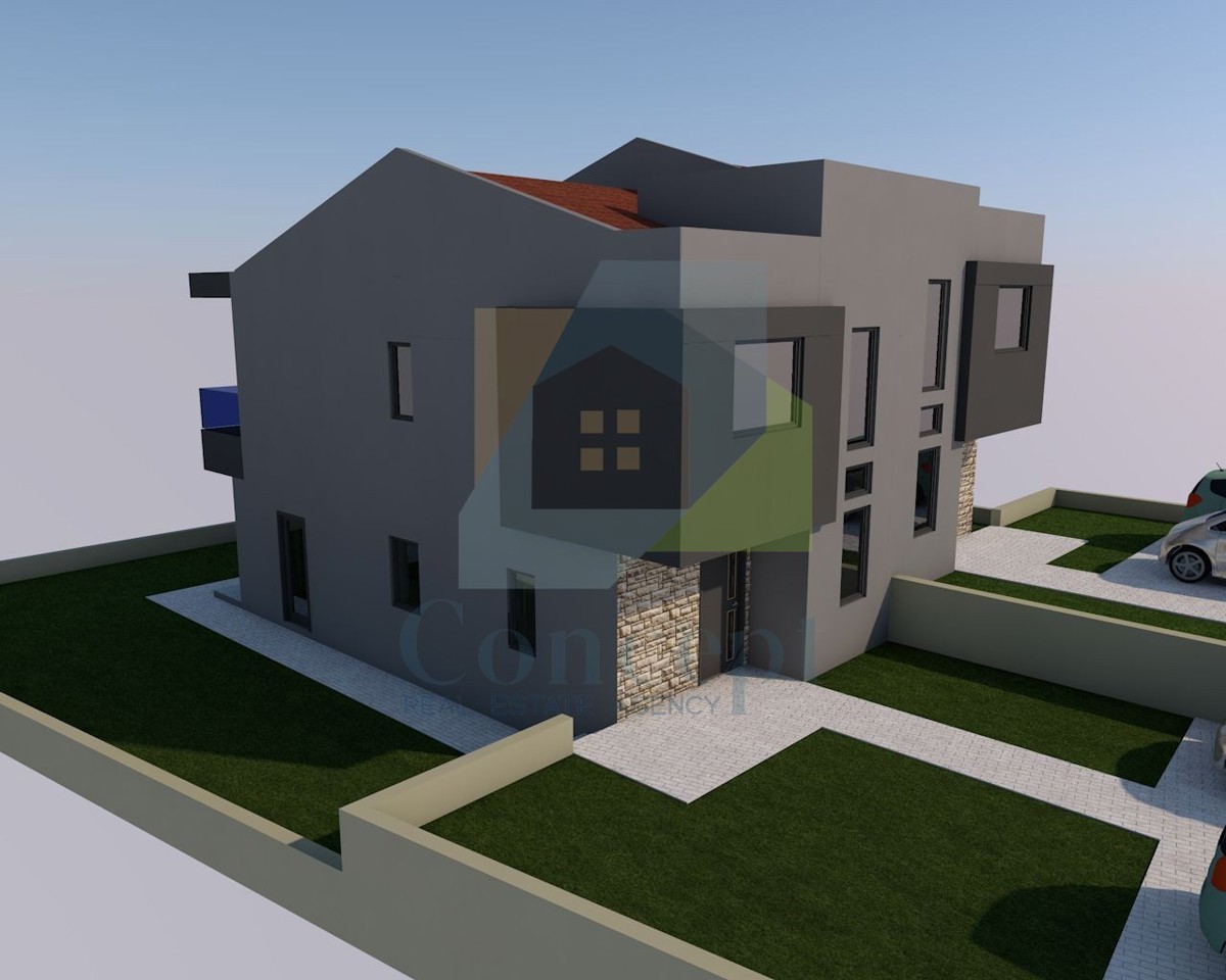 Poreč, okolica, Građevinsko zemljište s idejnim projektom za dvojni objekt 5 km od morja