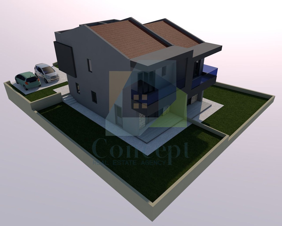 Poreč, okolica, Građevinsko zemljište s idejnim projektom za dvojni objekt 5 km od morja