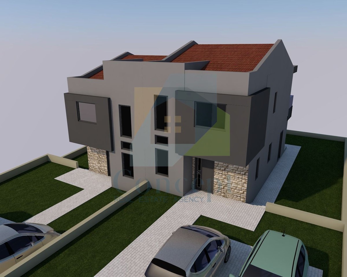 Poreč, okolica, Građevinsko zemljište s idejnim projektom za dvojni objekt 5 km od morja