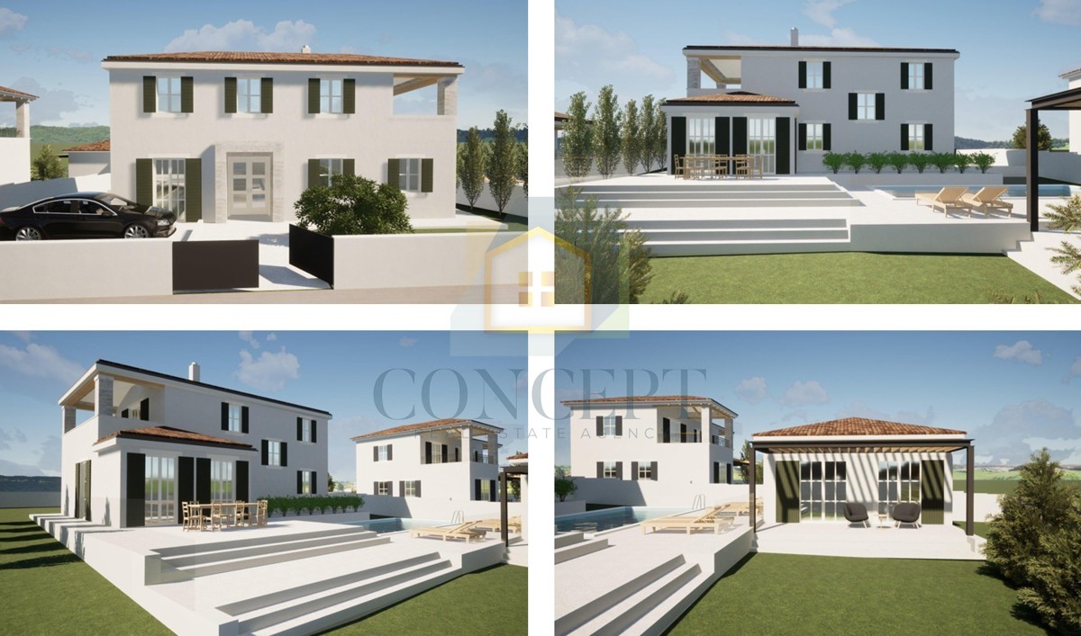 Poreč, okolica, Građevinsko zemljišče s projektom, 12 km od morja