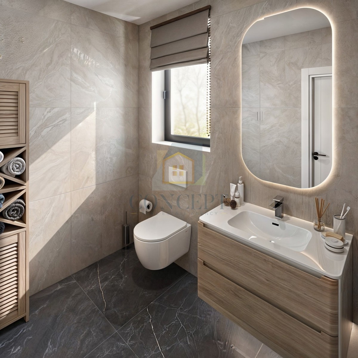 Novigrad, okolica, moderna dvojna kuća s bazenom, 7 km od mora