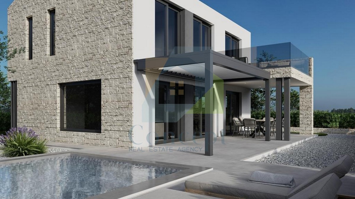 Poreč, Tar, Samostoječa vila s bazenom in pogledom na morje, 3 km od morja