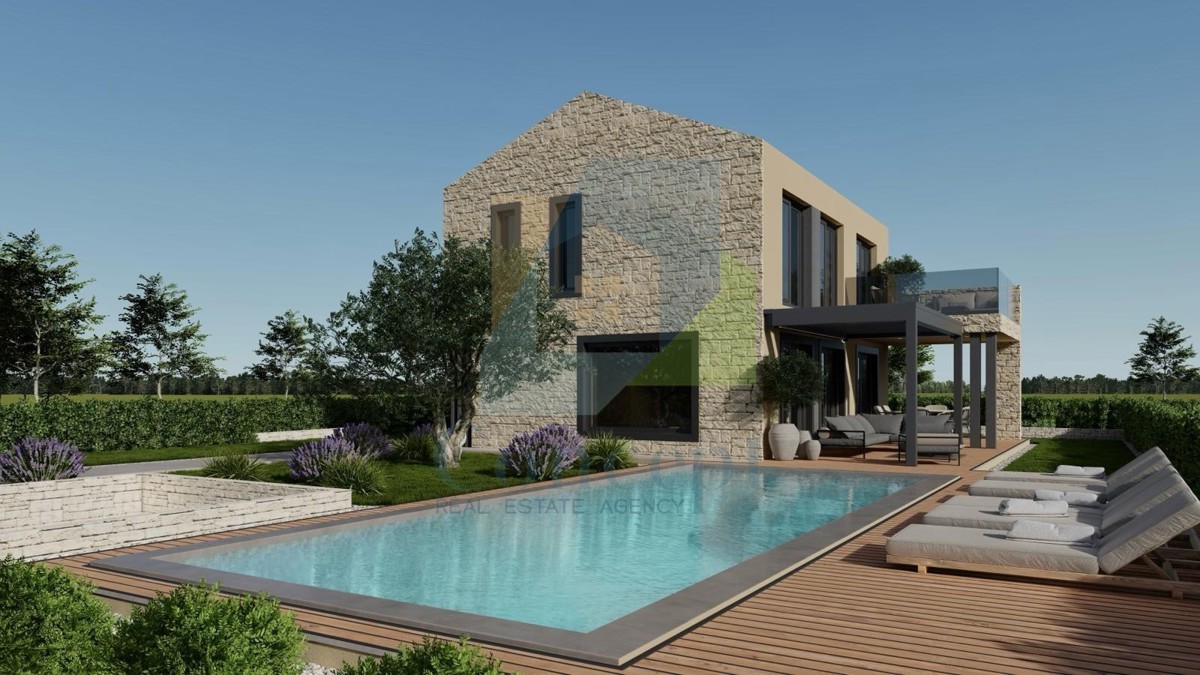 Poreč, Tar, Samostoječa vila s bazenom in pogledom na morje, 3 km od morja