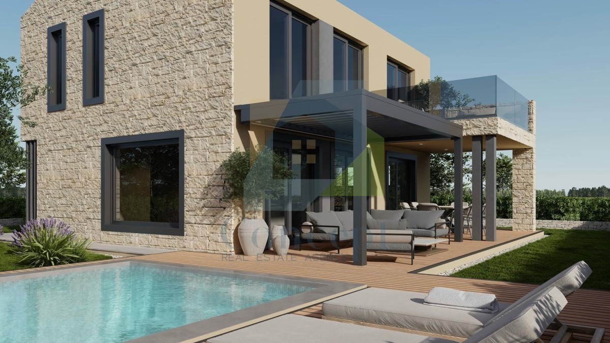 Poreč, Tar, Samostoječa vila s bazenom in pogledom na morje, 3 km od morja