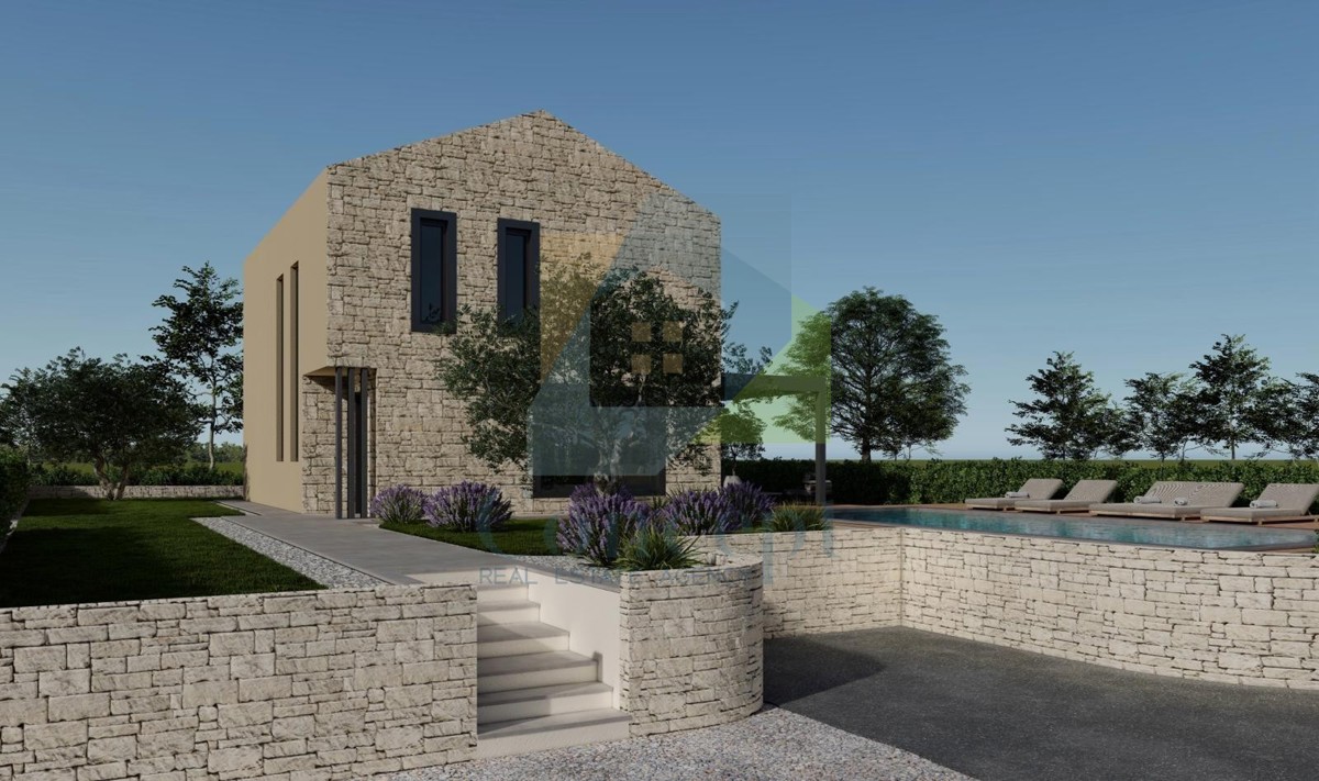 Poreč, Tar, Samostoječa vila s bazenom in pogledom na morje, 3 km od morja