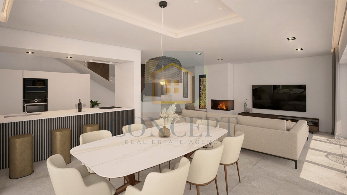 Poreč, okolica, Luksuzna moderna dvojna hiša s bazenom, 5 km od morja