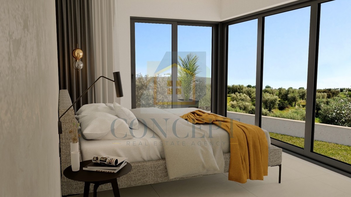 Poreč, okolica, Luksuzna moderna dvojna hiša s bazenom, 5 km od morja