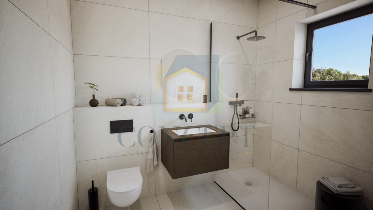 Poreč, okolica, Luksuzna moderna dvojna hiša s bazenom, 5 km od morja