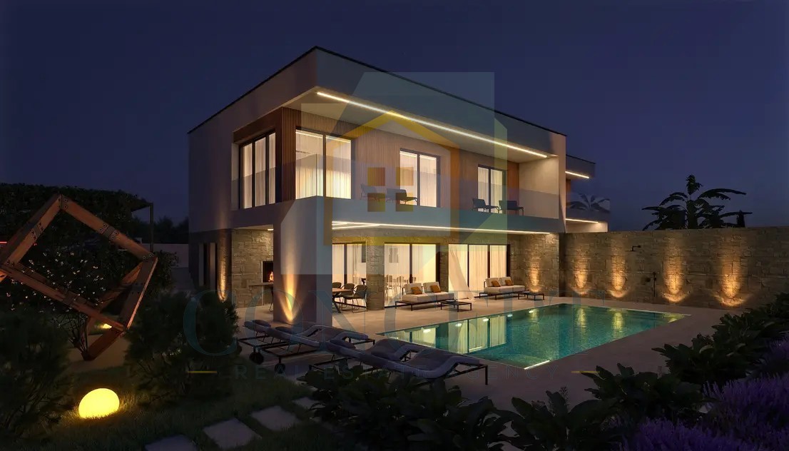 Poreč, okolica, Luksuzna moderna dvojna hiša s bazenom, 5 km od morja