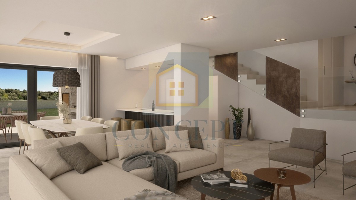 Poreč, okolica, Luksuzna moderna dvojna hiša s bazenom, 5 km od morja