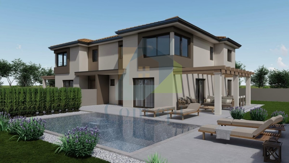 Poreč, okolica, Dvojna hiša s bazenom na mirni lokaciji 12 km od morja