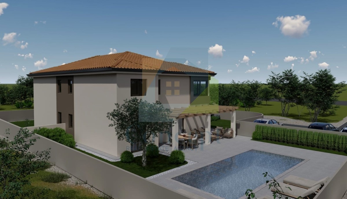 Poreč, okolica, Dvojna hiša s bazenom na mirni lokaciji 12 km od morja