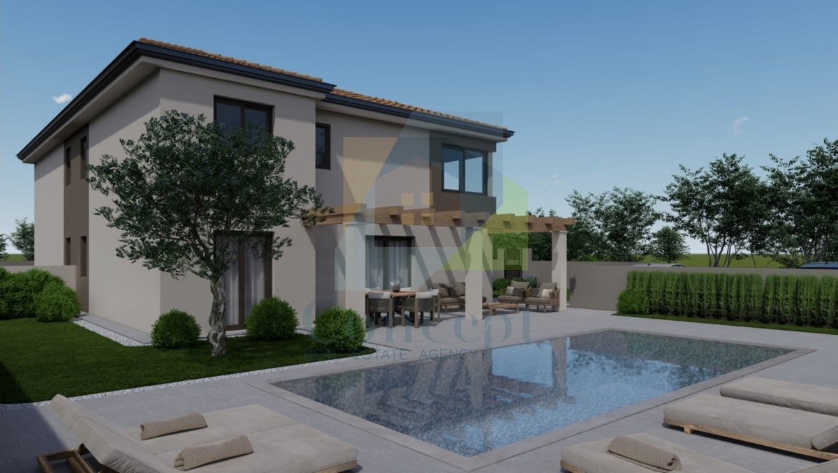 Poreč, okolica, Dvojna hiša s bazenom na mirni lokaciji 12 km od morja