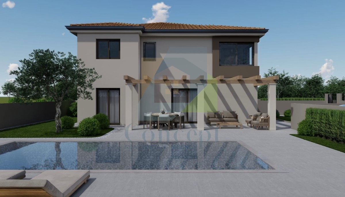 Poreč, okolica, Dvojna hiša s bazenom na mirni lokaciji 12 km od morja