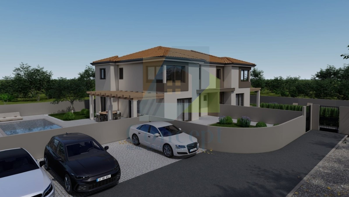 Poreč, okolica, Dvojna hiša s bazenom na mirni lokaciji 12 km od morja