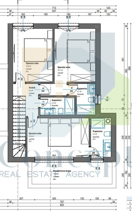 Poreč, okolica, Hiša na koncu niza s tremi spalnicami in bazenom, 12 km od morja