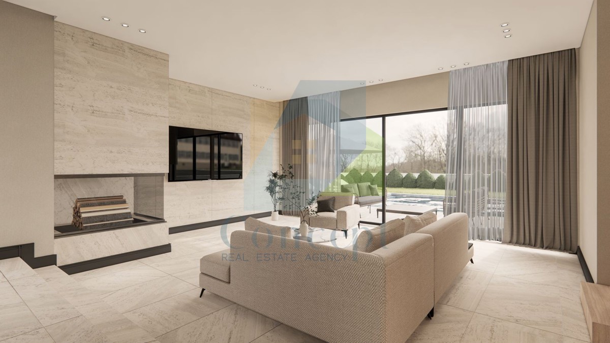 Poreč, okolica, Hiša na koncu niza s tremi spalnicami in bazenom, 12 km od morja