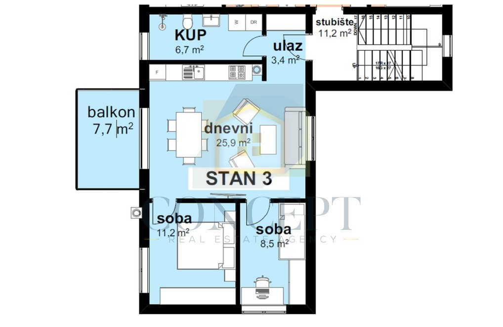Poreč, okolica, Stan v 1. nadstropju nove gradnje, 3 km od morja