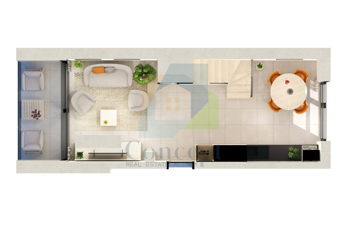 Poreč, okolica, Dvoetažni stan s 2 spalnici in pogledom na morje