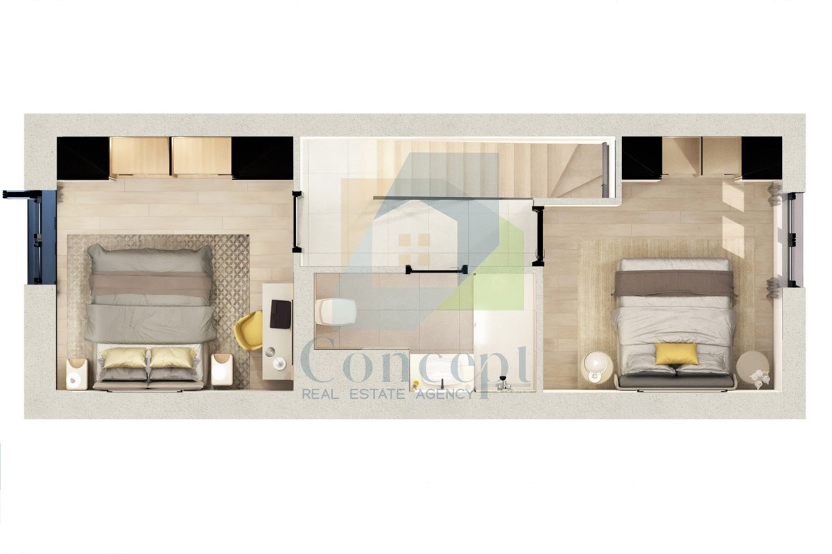 Poreč, okolica, Dvoetažni stan s 2 spalnici in pogledom na morje