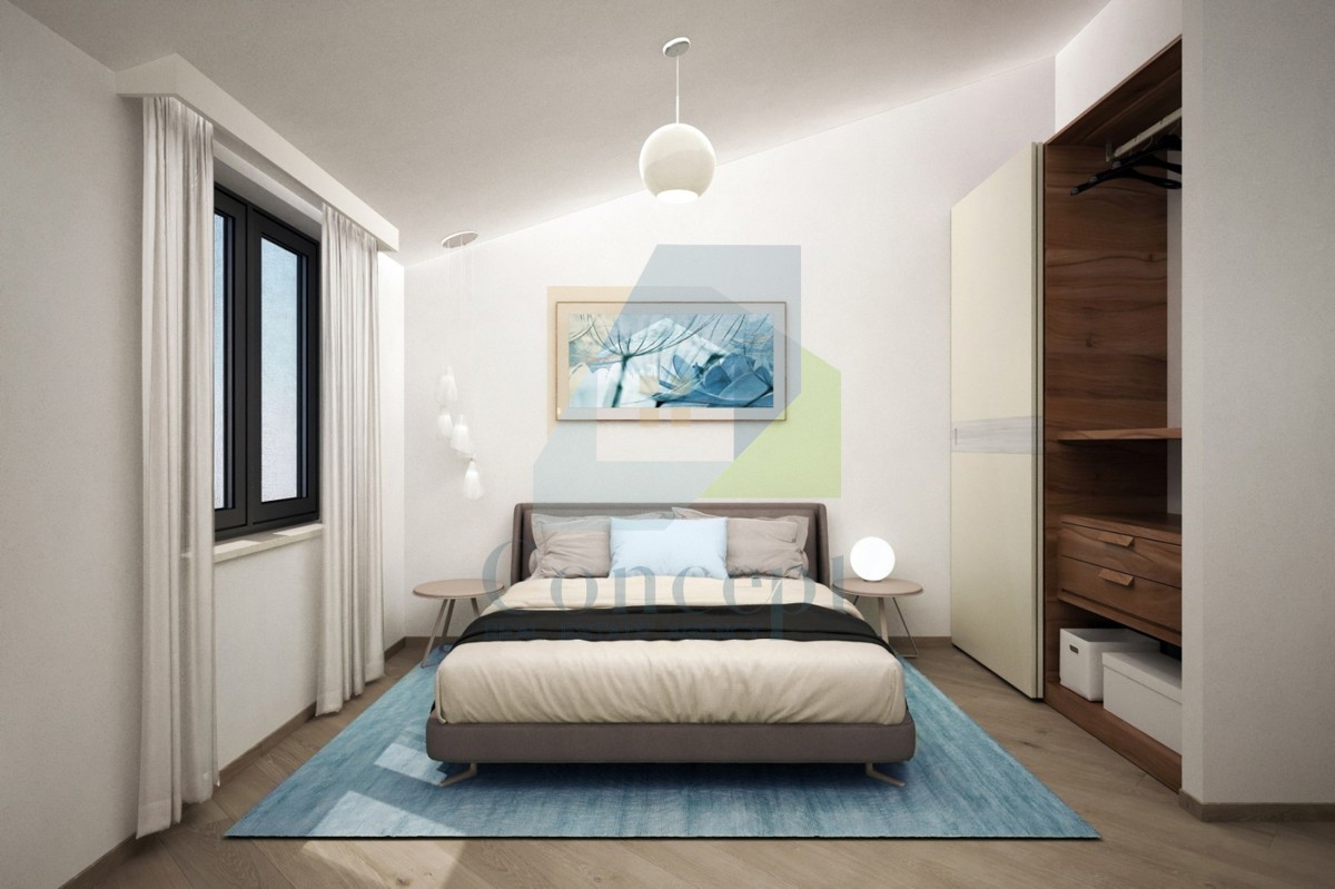 Poreč, okolica, Dvoetažni stan s 2 spalnici in pogledom na morje