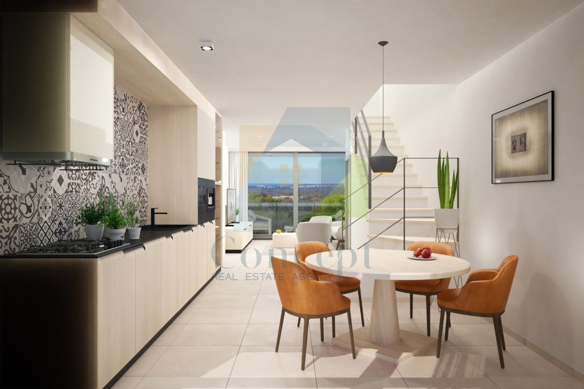 Poreč, okolica, Dvoetažni stan s 2 spalnici in pogledom na morje