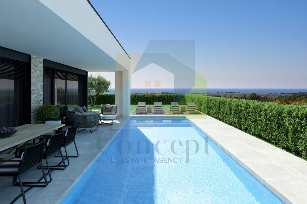 Poreč, okolica, Luksuzna vila s bazenom in pogledom na morje, 5 km od morja