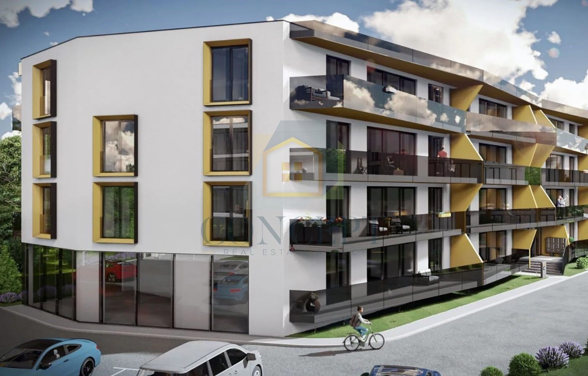 Poreč, širši center, Stan v 1. nadstropju stavbe modernega kompleksa, 800 m od morja