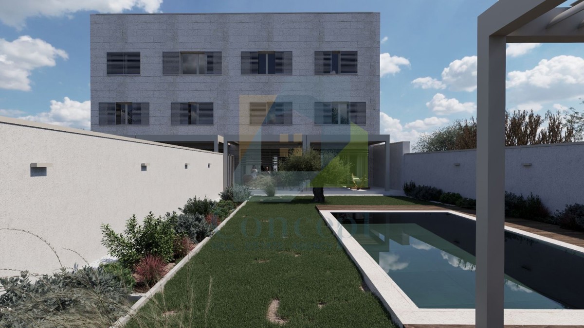 Poreč, okolica, Luksuzni dvoetažni stan s bazenom 3 km od morja