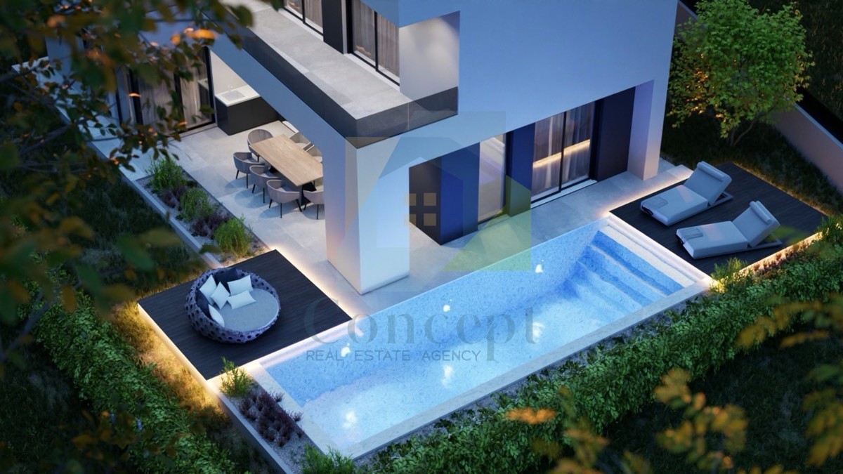 Umag, okolica, luksuzna samostojeća hiša s bazenom v gradnji na mirni lokaciji