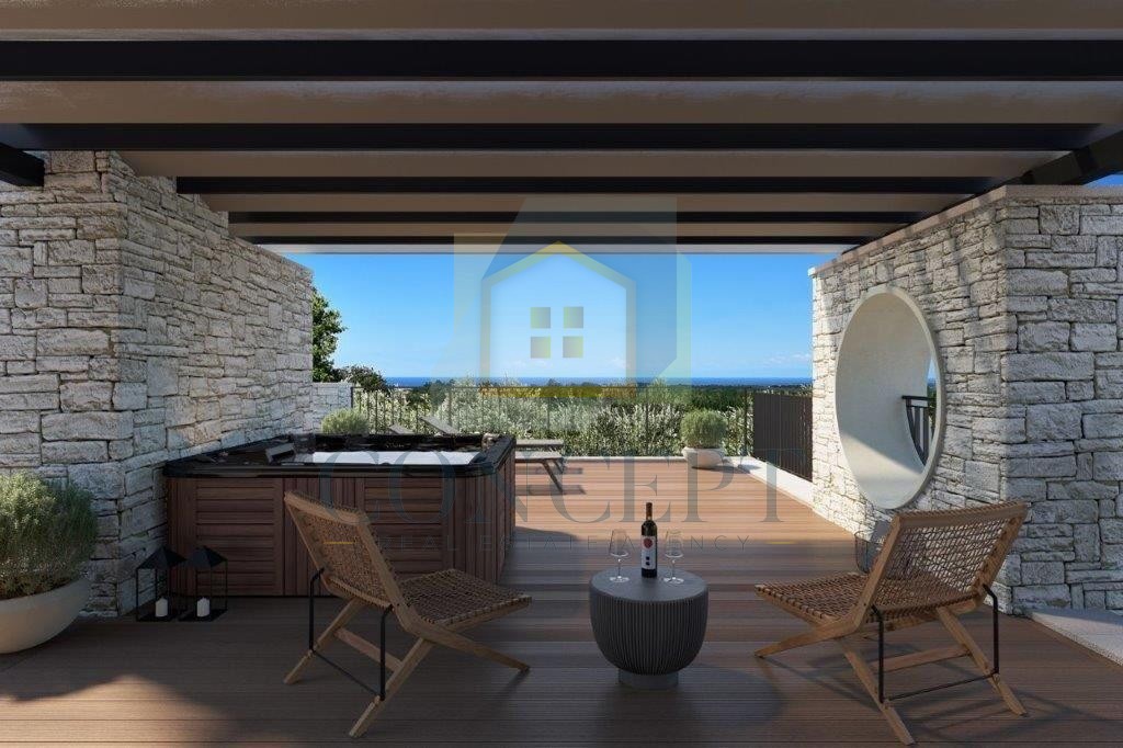 Poreč, okolica, Čudovita moderna vila s bazenom in pogledom na morje, 13 km od morja