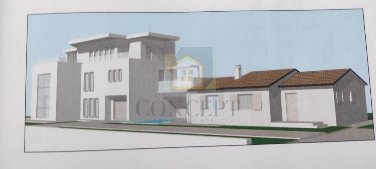 Poreč, okolica, Prizemna hiša s bazenom in zemljiščem za še eno hišo, 7 km od morja