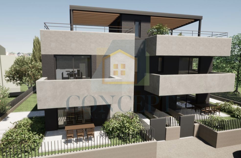 Poreč, Uža okolica, Luksuzno stanovanje v 1. nadstropju s strešno teraso in pogledom na morje, 1500 m od morja