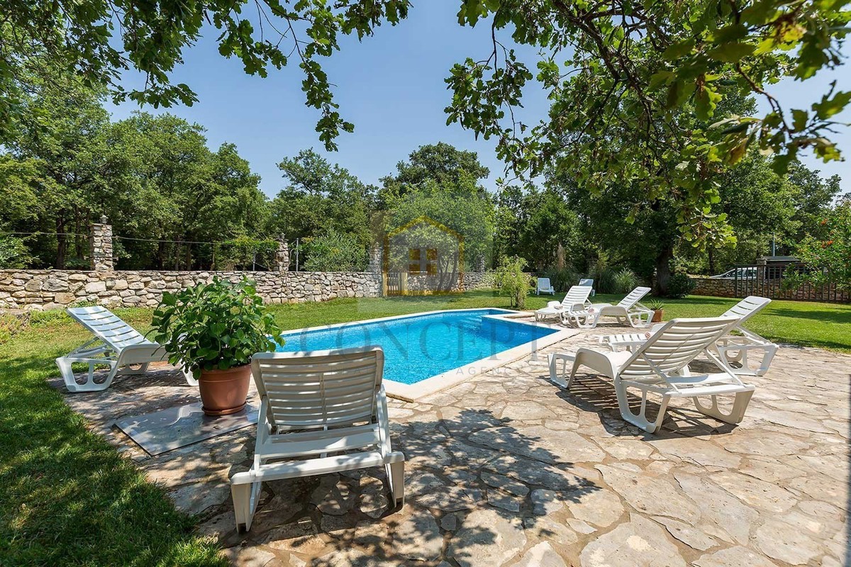 Novigrad, okolica, pansion s 9 soba, restoranom, velikim stanom in bazenom, 5 km od morja