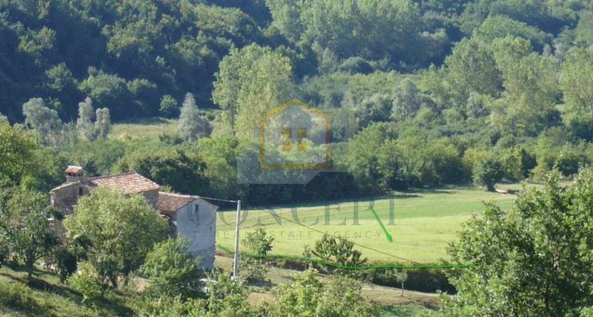 Poreč, Karojba, okolica, Veliko zemljišče 12550 m2, 1900 m2 stavbnega zemljišča, 20 km od morja