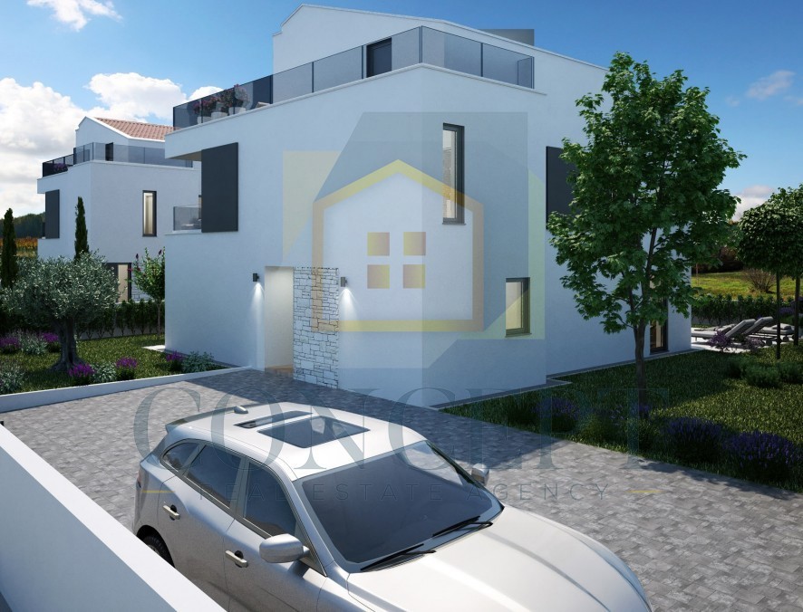 Poreč, uža okolica, samostojna luksuzna vila s bazenom i krovno teraso, 2 km od morja