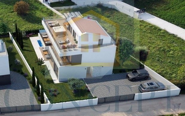 Poreč, uža okolica, samostojna luksuzna vila s bazenom i krovno teraso, 2 km od morja