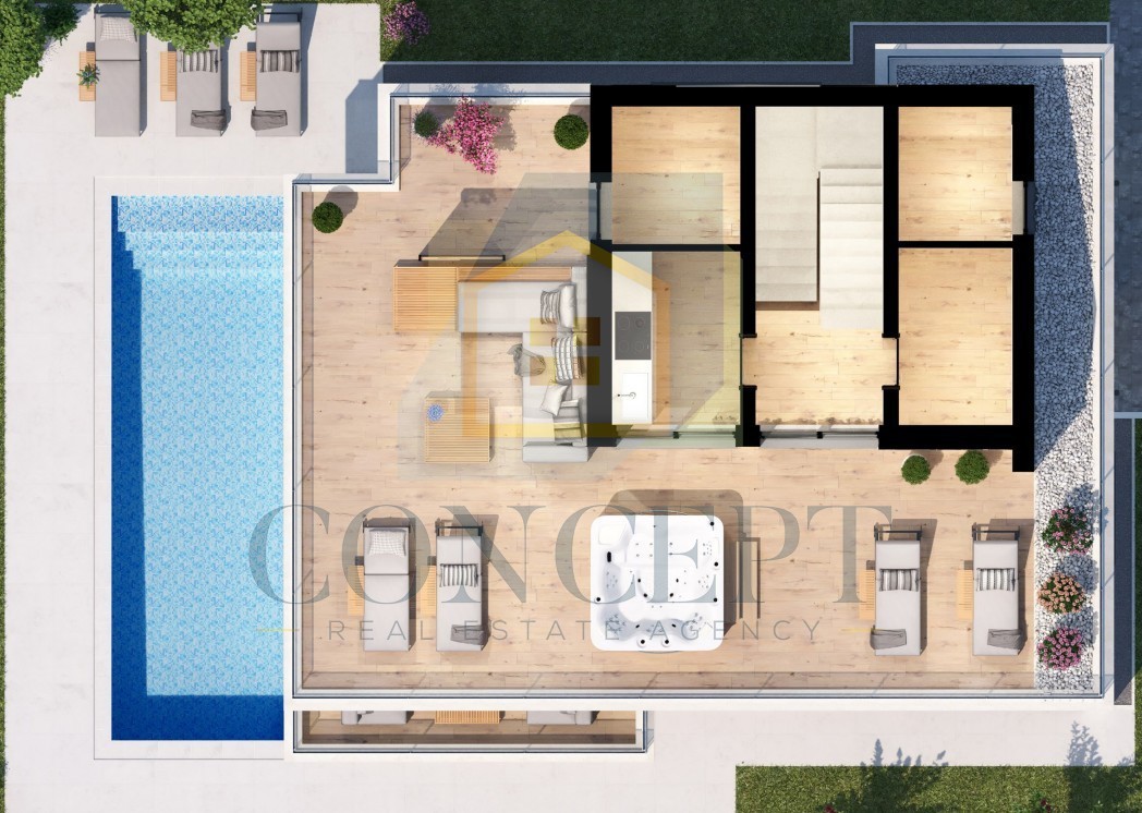 Poreč, uža okolica, samostojna luksuzna vila s bazenom i krovno teraso, 2 km od morja