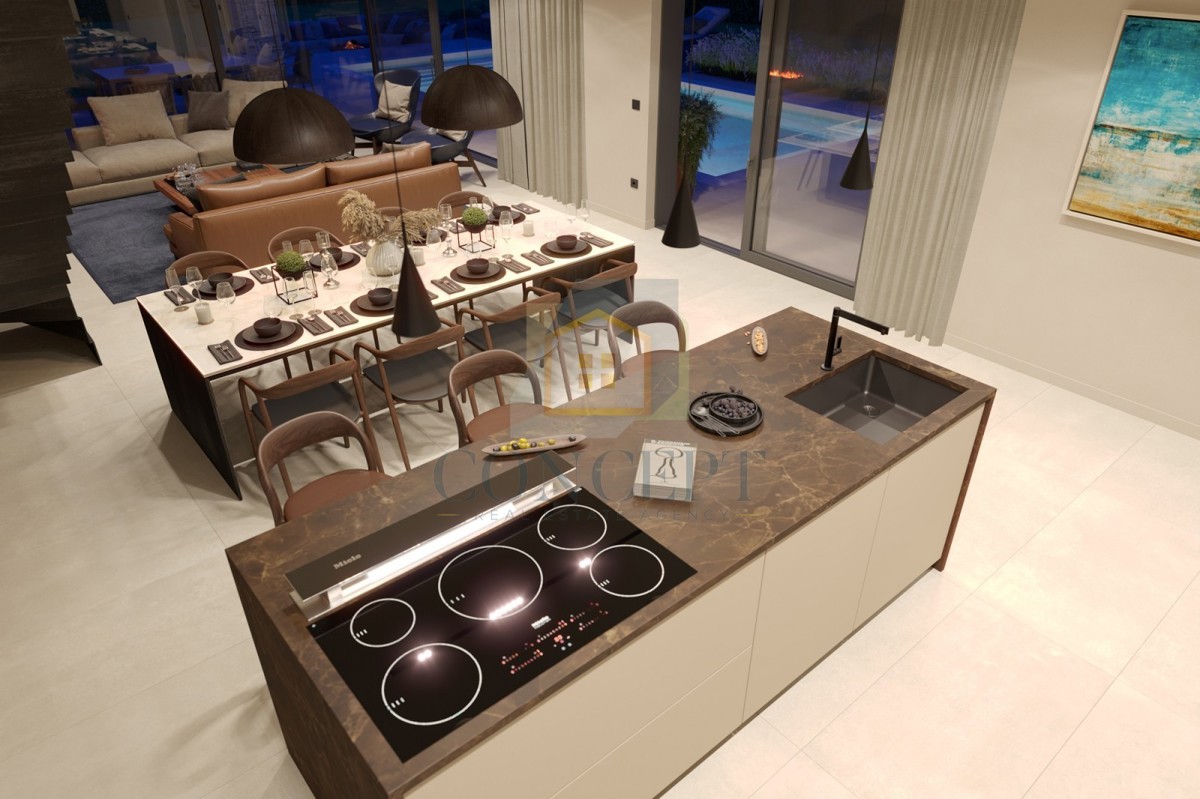 Poreč, okolica, Moderna vila s bazenom na robu vasi, 17 km od morja