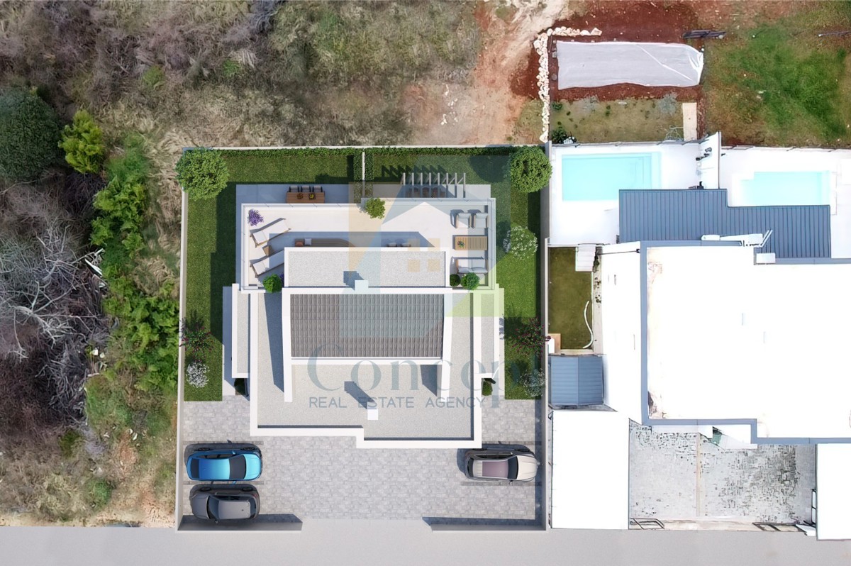 Umag, okolica, Luksuzni dvoetažni stan s krovno teraso, 300 m od morja