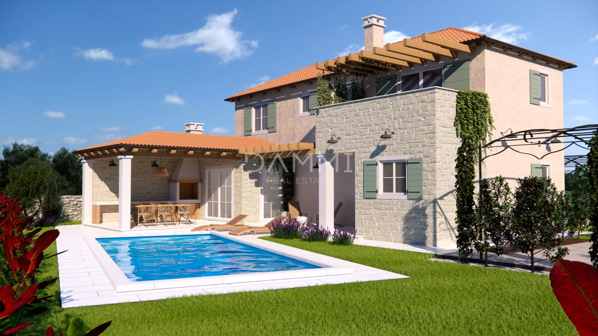 ISTRA, ŽMINJ - Mediteranska hiša z bazenom v gradnji