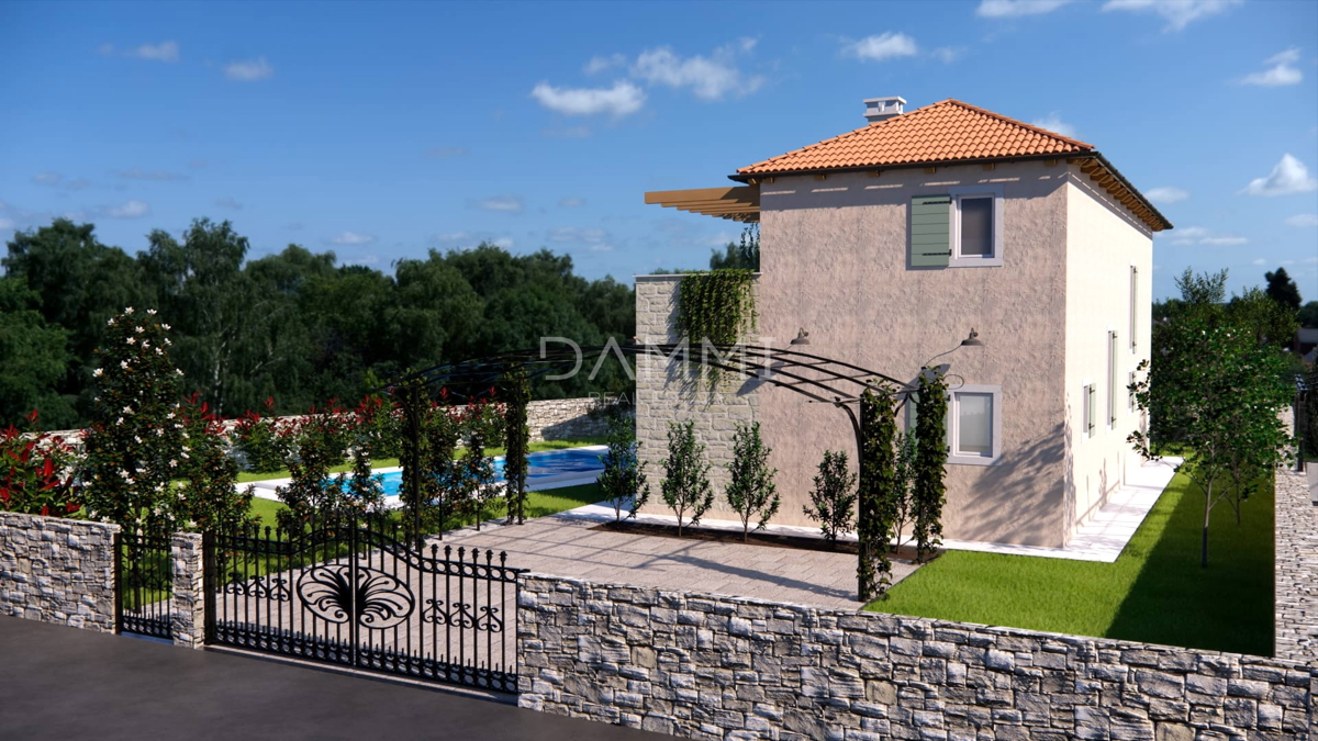 ISTRA, ŽMINJ - Mediteranska hiša z bazenom v gradnji