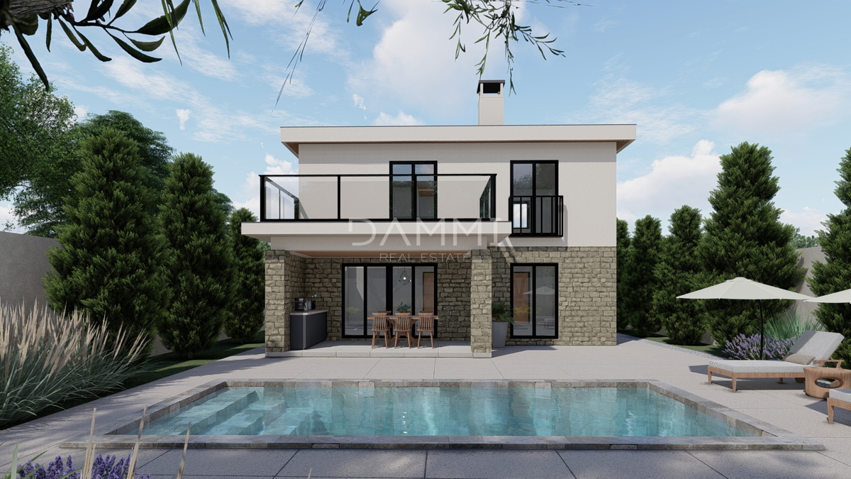ISTRA, ŽMINJ - Moderna hiša s bazenom na odlični lokaciji