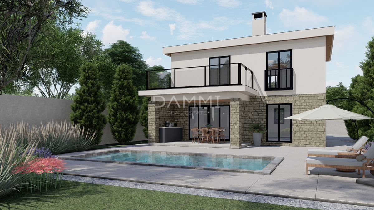 ISTRA, ŽMINJ - Moderna hiša s bazenom na odlični lokaciji
