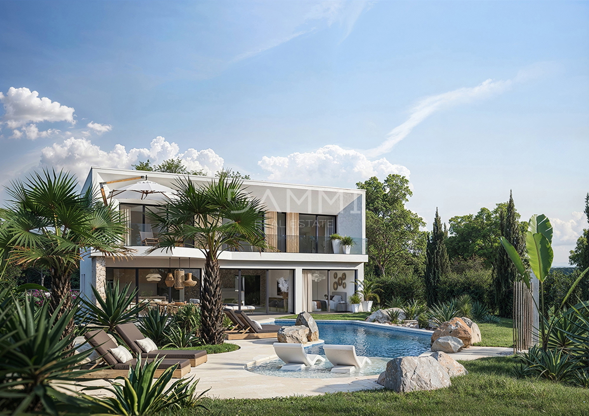 ISTRA, TINJAN - Moderna vila z edinstvenim bazenom in igriščem za padel