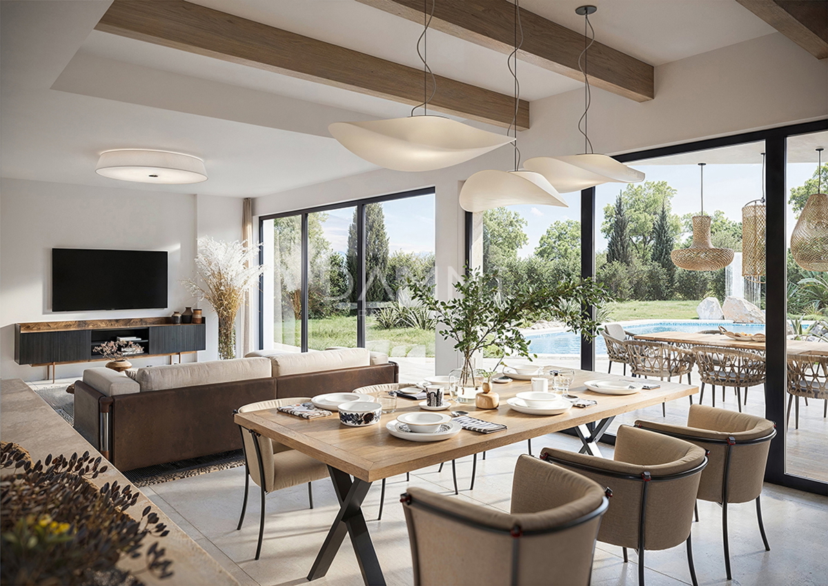 ISTRA, TINJAN - Moderna vila z edinstvenim bazenom in igriščem za padel