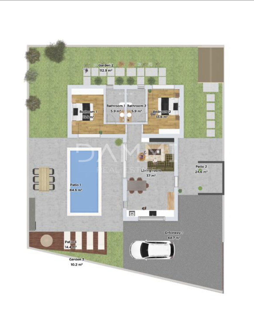 Istra, Ližnjan - hiša z bazenom v roh-bau fazi