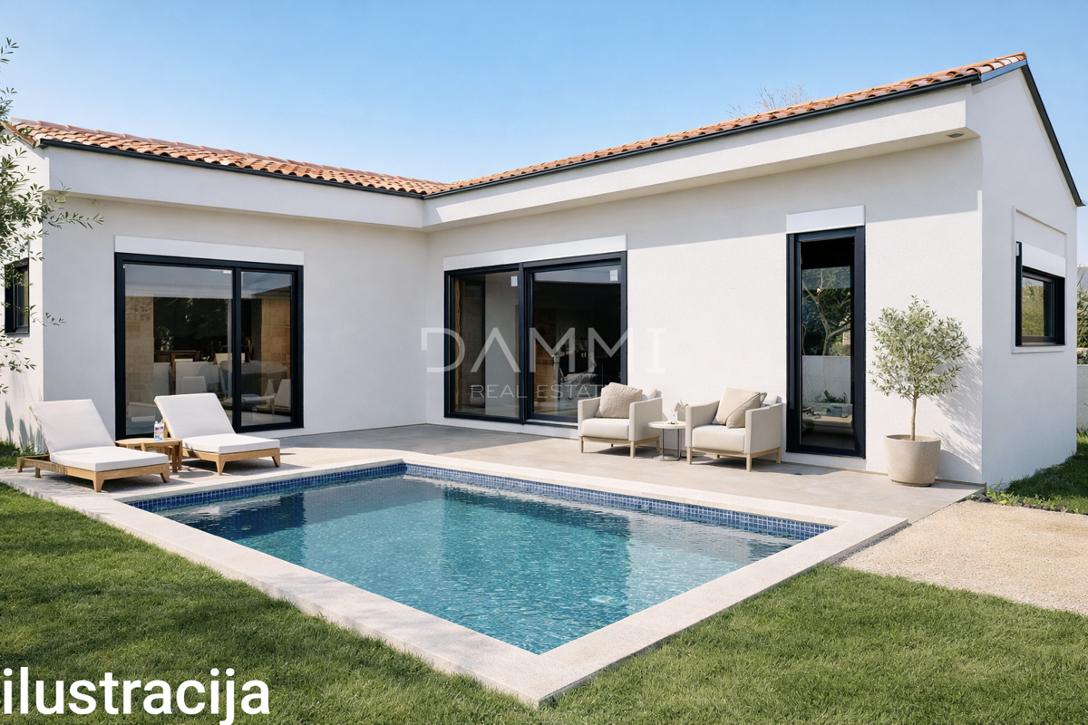 Istra, Ližnjan - hiša z bazenom v roh-bau fazi