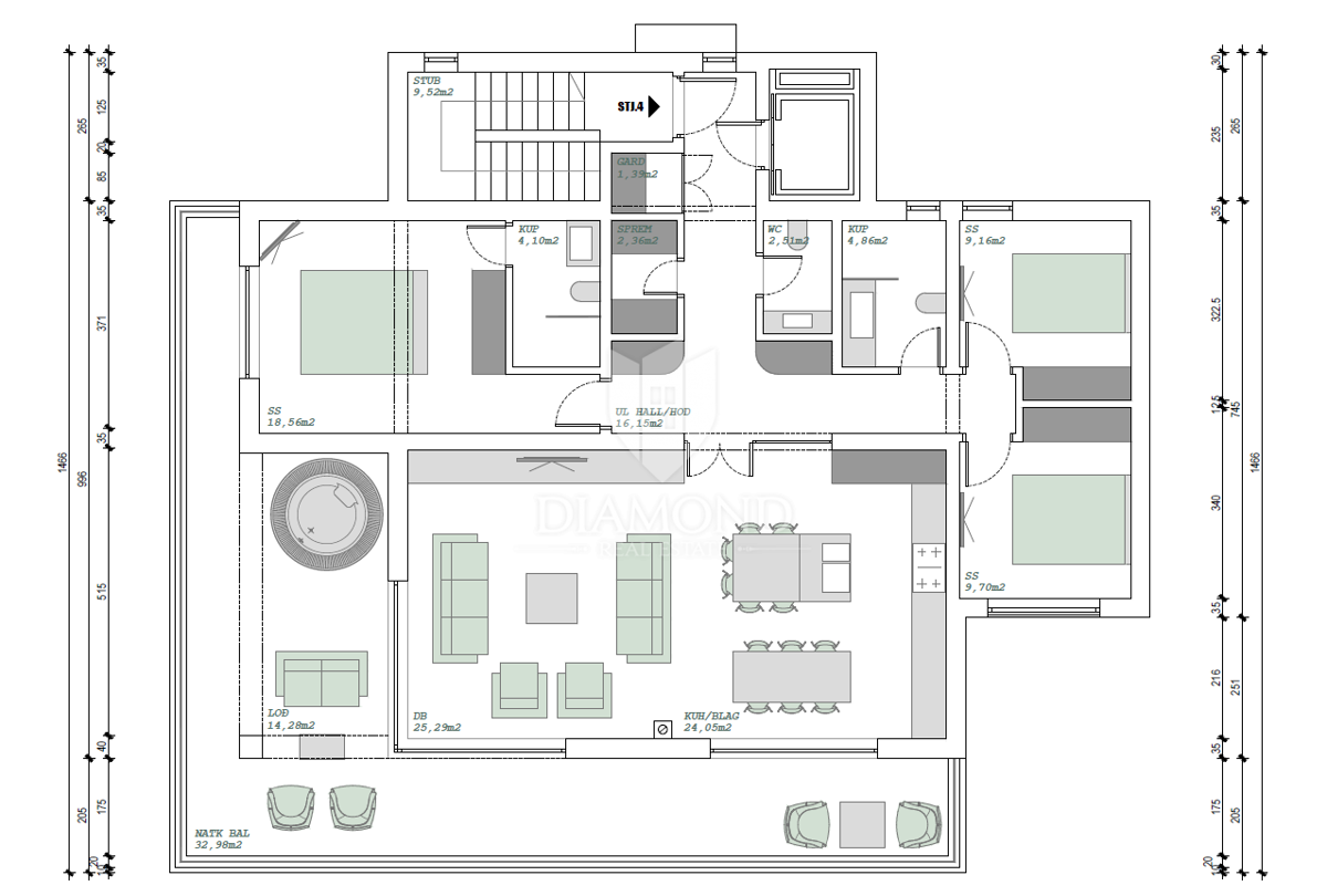 Apartmaj Jadranovo, Crikvenica, 115m2